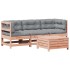 Juego de muebles jardín 4 pzas y cojines madera abeto