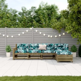 Juego de muebles jardín 5 pzas y cojines madera pino