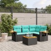 Set de sofás de jardín 5 pzas con cojines ratán sintético negro