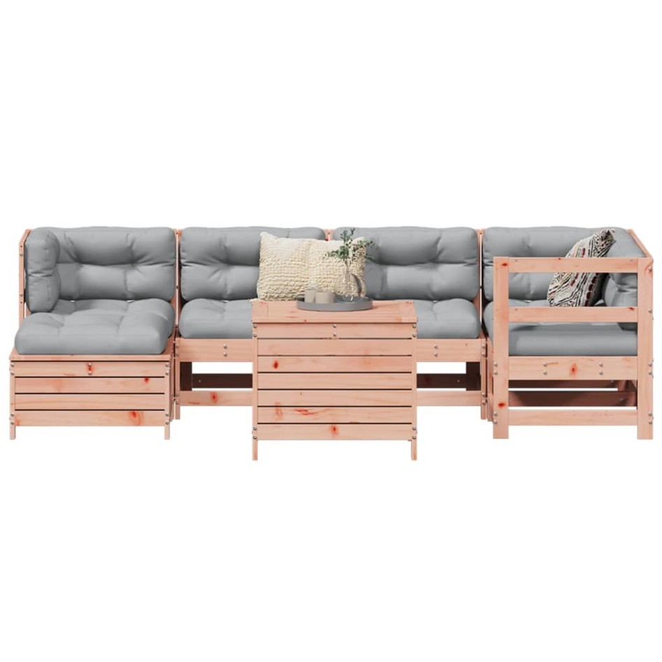 Juego de sofás de jardín 7 pzas madera maciza de abeto