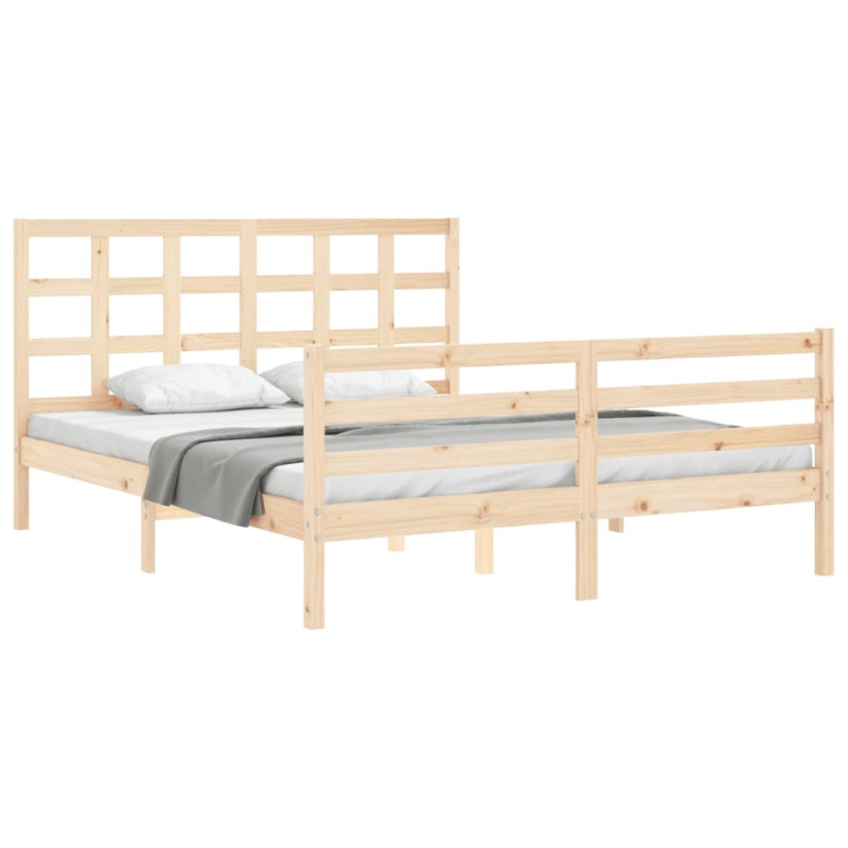Estructura de cama con cabecero madera maciza 160x200