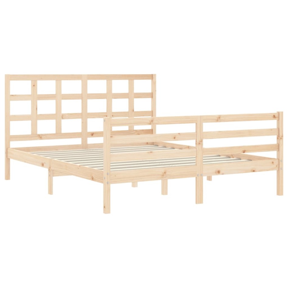Estructura de cama con cabecero madera maciza 160x200