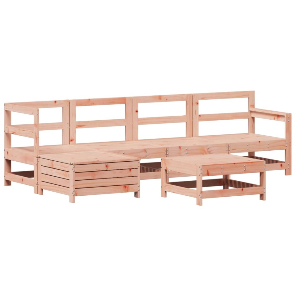 Juego de sofás de jardín 6 pzas madera maciza de abeto