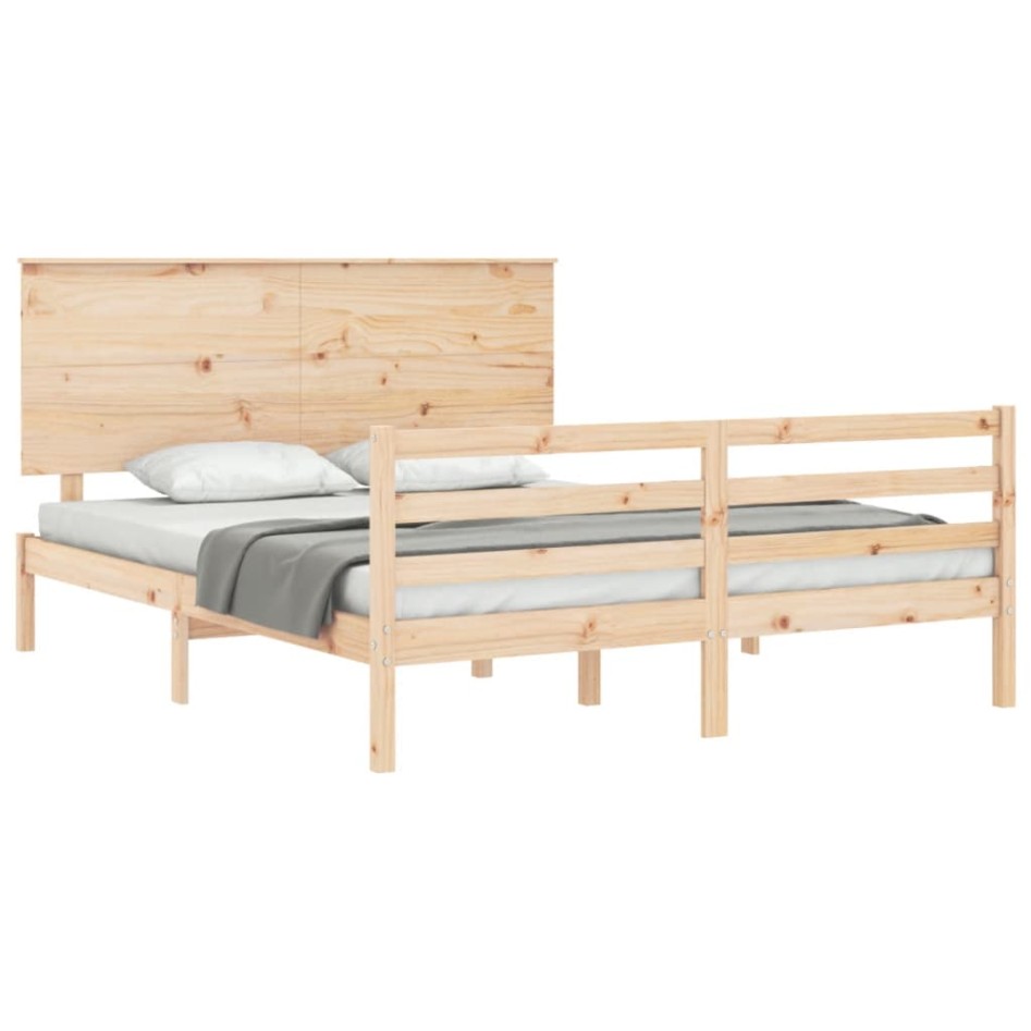 Estructura de cama de matrimonio con cabecero madera