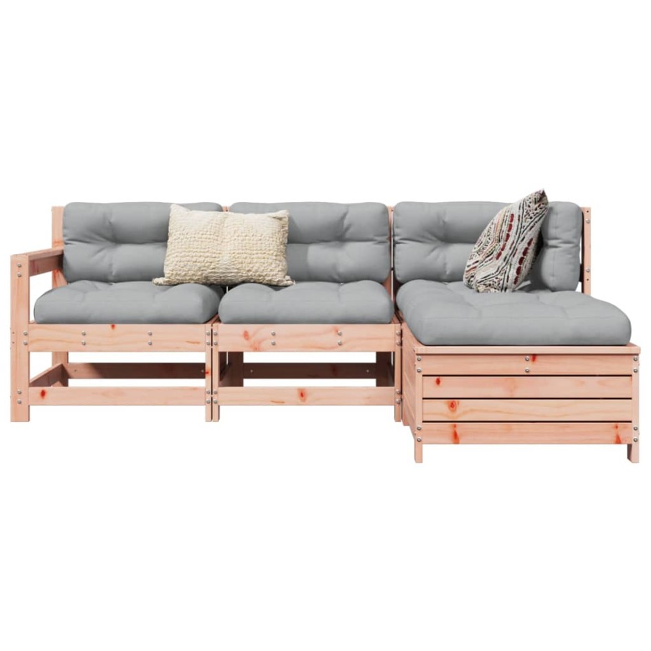 Juego de sofás de jardín 4 pzas madera maciza de abeto