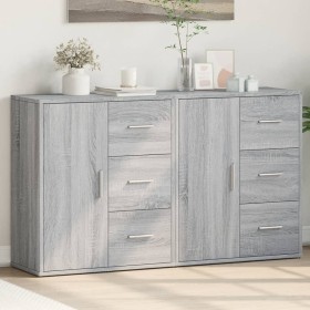 Aparador de madera de ingeniería 2 uds gris Sonoma 60x31x70