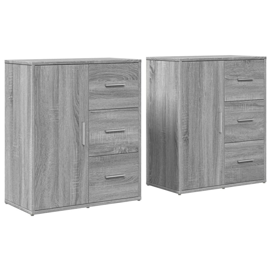 Aparador de madera de ingeniería 2 uds gris Sonoma 60x31x70