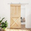 Puerta corredera con herrajes madera maciza de pino 90x210 cm