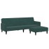 Sofá cama de 2 plazas con taburete terciopelo verde