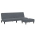 Sofá cama de 2 plazas con taburete terciopelo gris