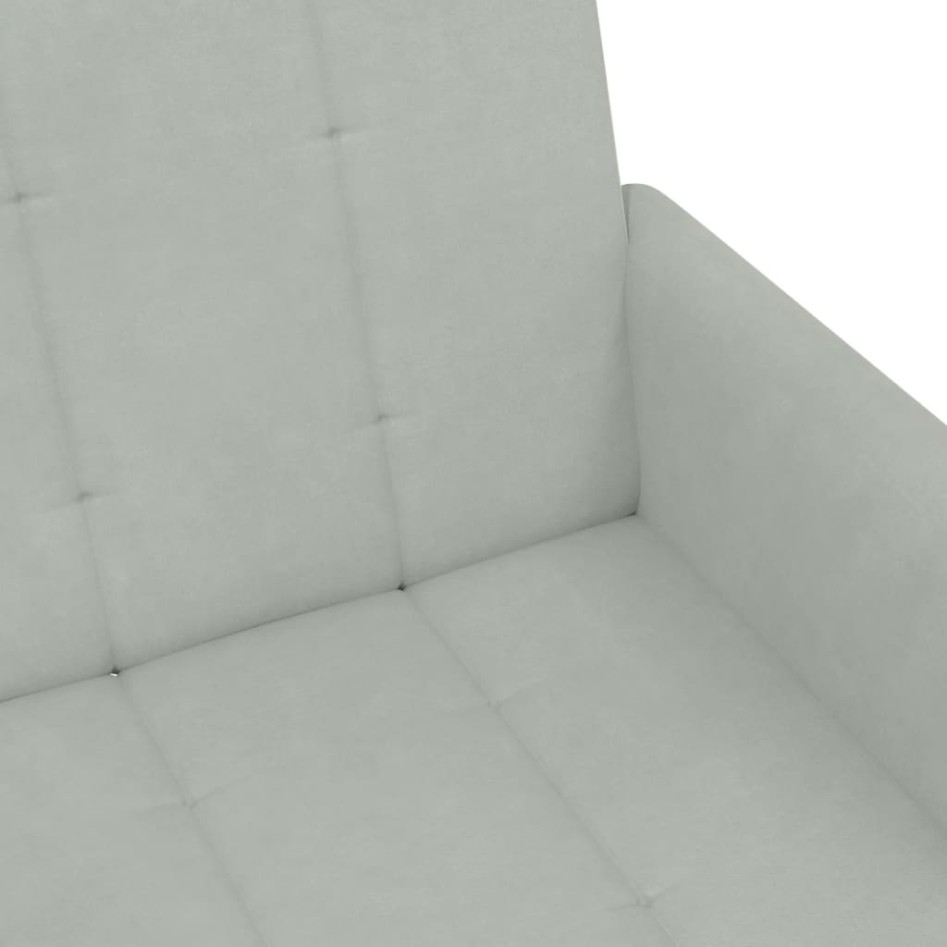 Sofá cama de 2 plazas con taburete terciopelo gris