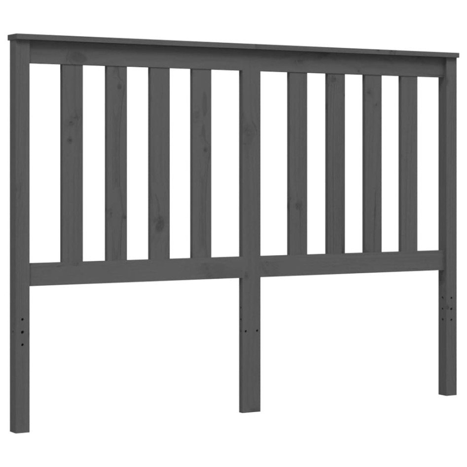 Estructura de cama con cabecero madera maciza gris 140x190