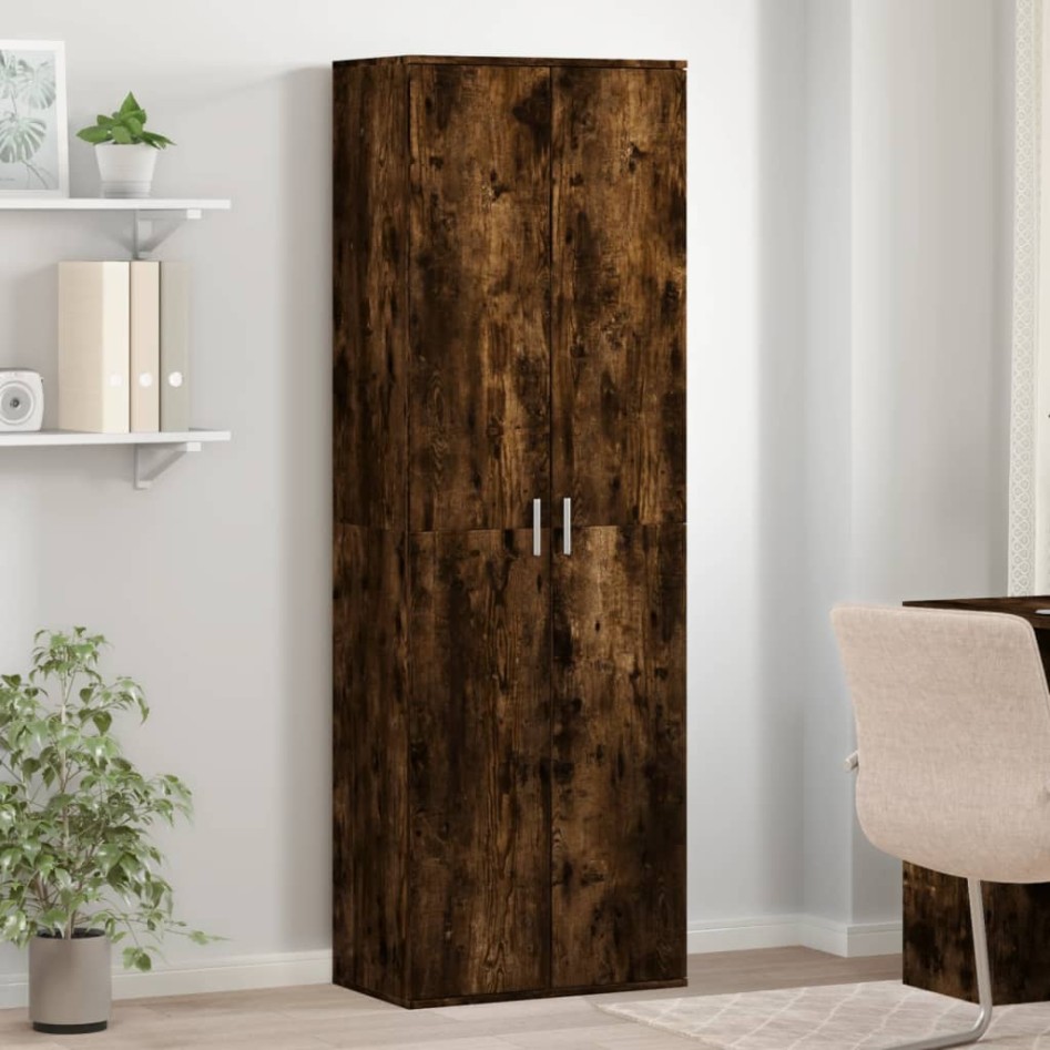 Aparador alto madera de ingeniería roble ahumado 60x35x180