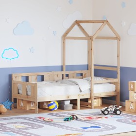 Sofá cama con techo madera maciza de pino 90x190