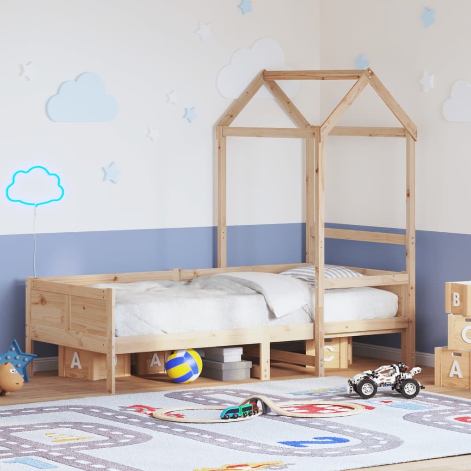 Sofá cama con techo de madera maciza de pino 80x200