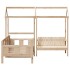 Set de sofá cama con banco y techo madera maciza pino 90x200