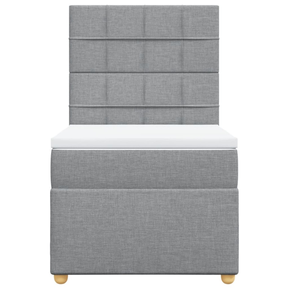 Cama box spring con colchón tela gris claro 100x200