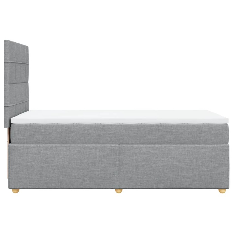 Cama box spring con colchón tela gris claro 100x200