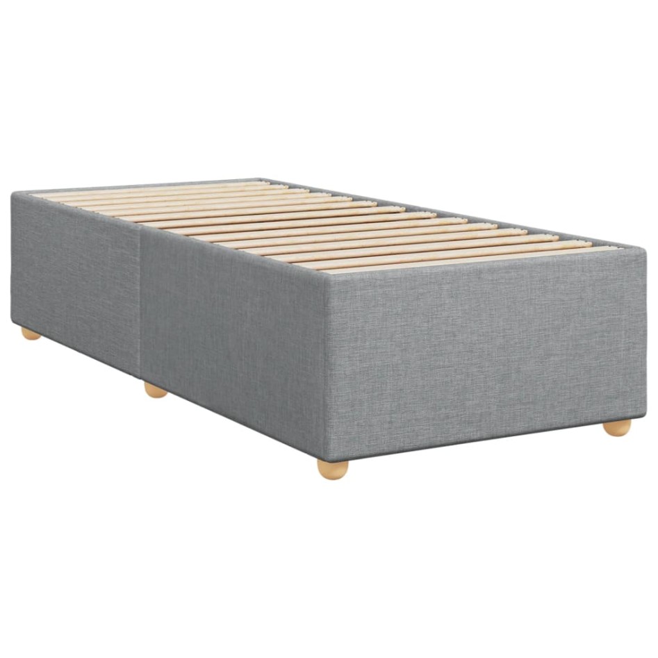 Cama box spring con colchón tela gris claro 100x200