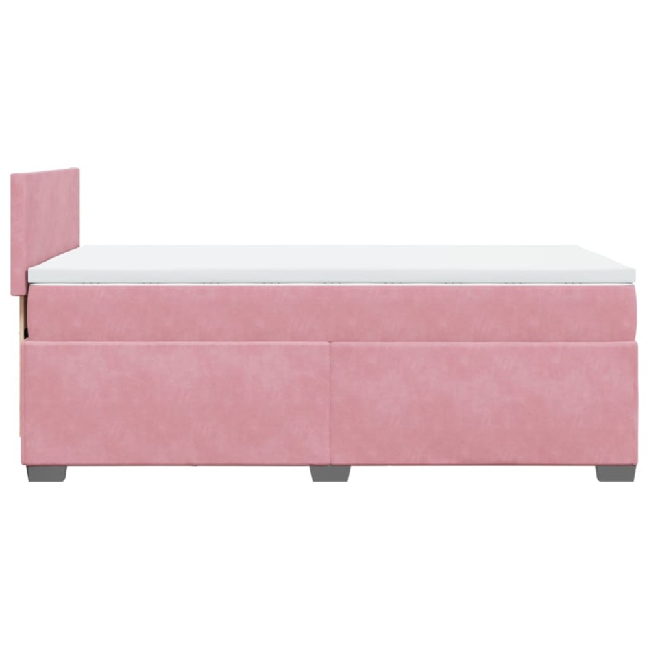 Cama box spring con colchón terciopelo rosa 100x200
