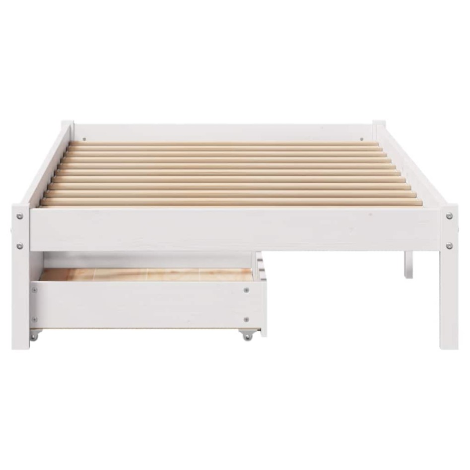 Estructura de cama sin colchón madera maciza blanca 75x190