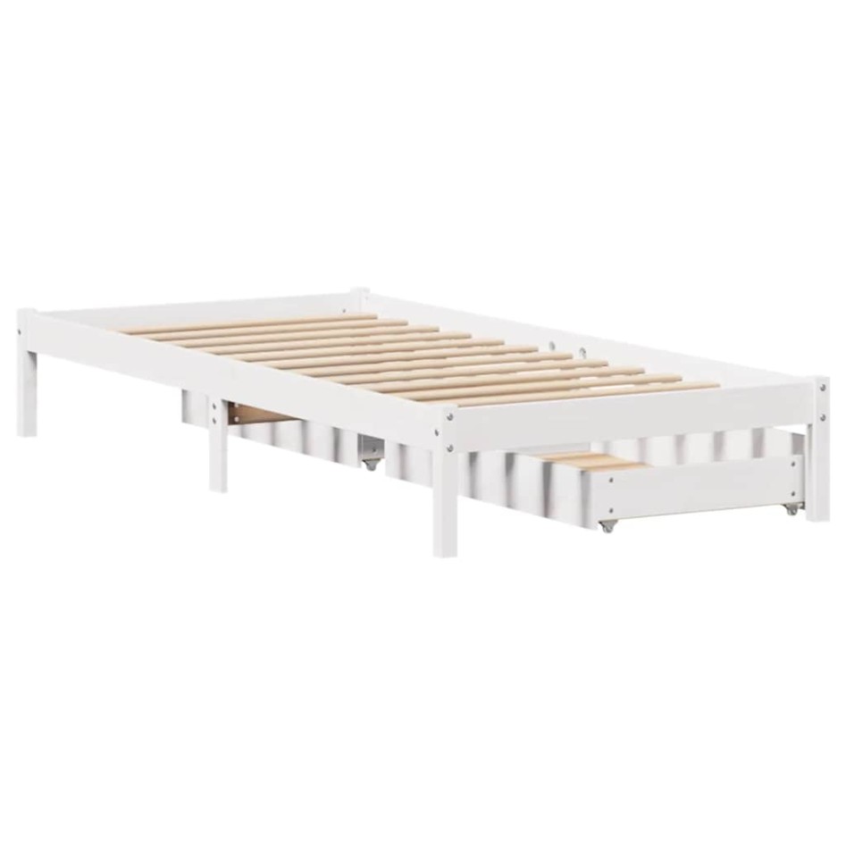 Estructura de cama sin colchón madera maciza blanca 75x190