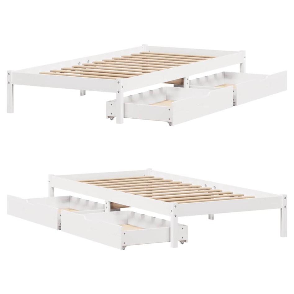 Estructura de cama sin colchón madera maciza blanca 75x190