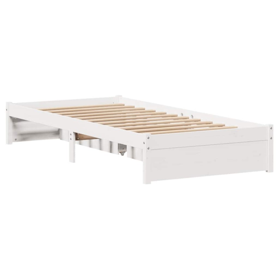 Estructura de cama sin colchón madera de pino blanca 90x200