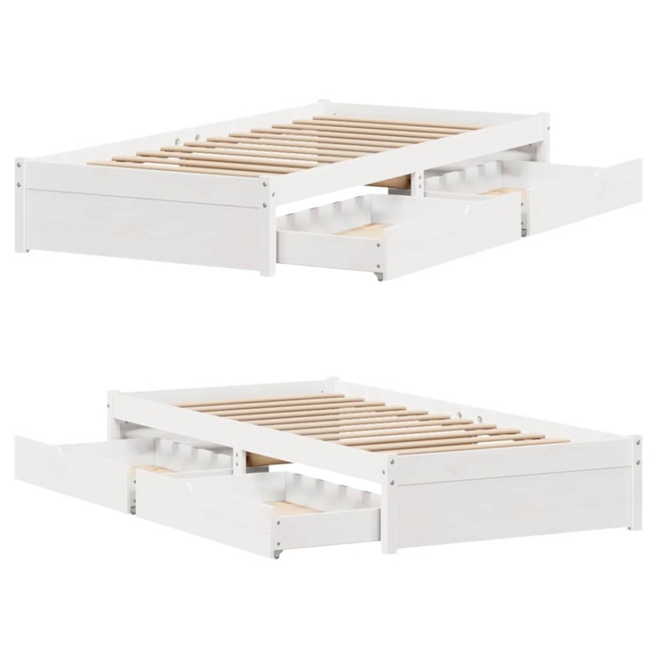 Estructura de cama sin colchón madera de pino blanca 90x200