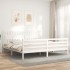 Estructura de cama con cabecero madera maciza blanco 200x200