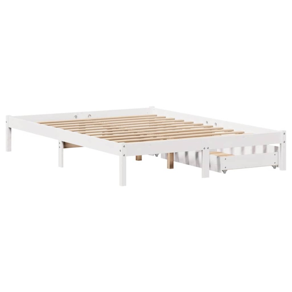 Estructura de cama sin colchón madera de pino blanca 120x200