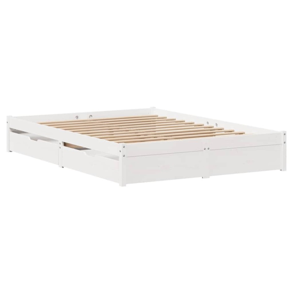Estructura de cama sin colchón madera de pino blanca 140x190