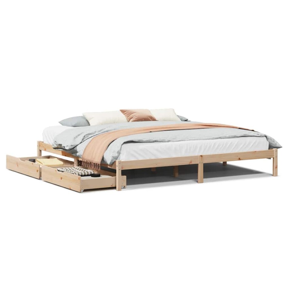 Estructura de cama sin colchón madera maciza de pino 180x200