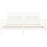 Estructura de cama con cabecero madera maciza blanco 200x200