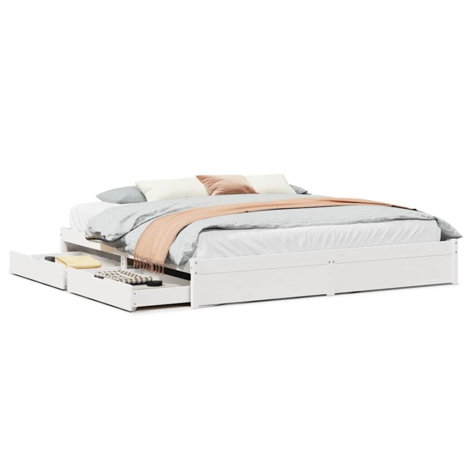 Cama sin colchón madera maciza de pino blanca 180x200