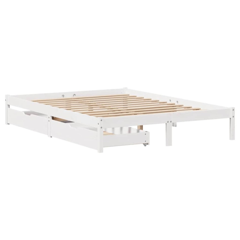 Estructura de cama sin colchón madera de pino blanca 140x200