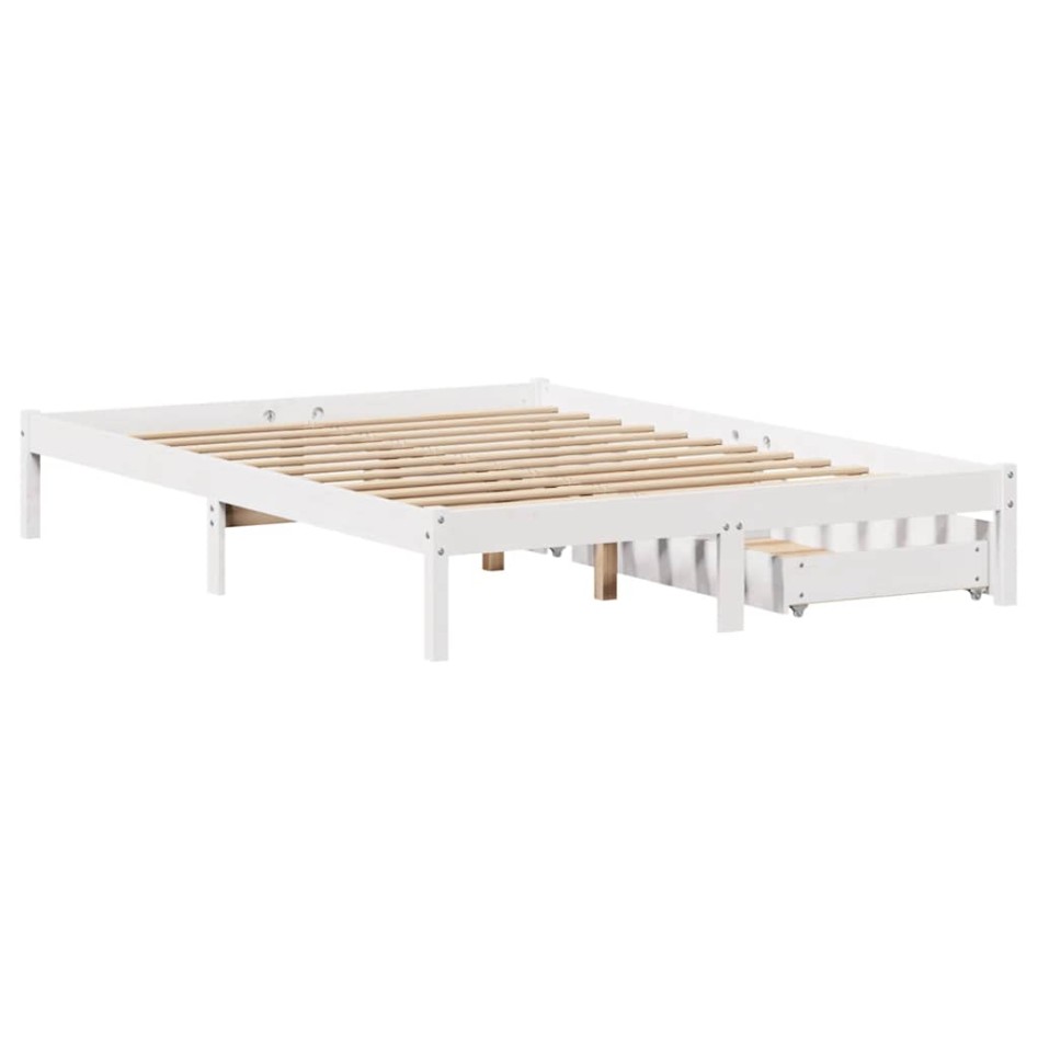 Estructura de cama sin colchón madera de pino blanca 140x200