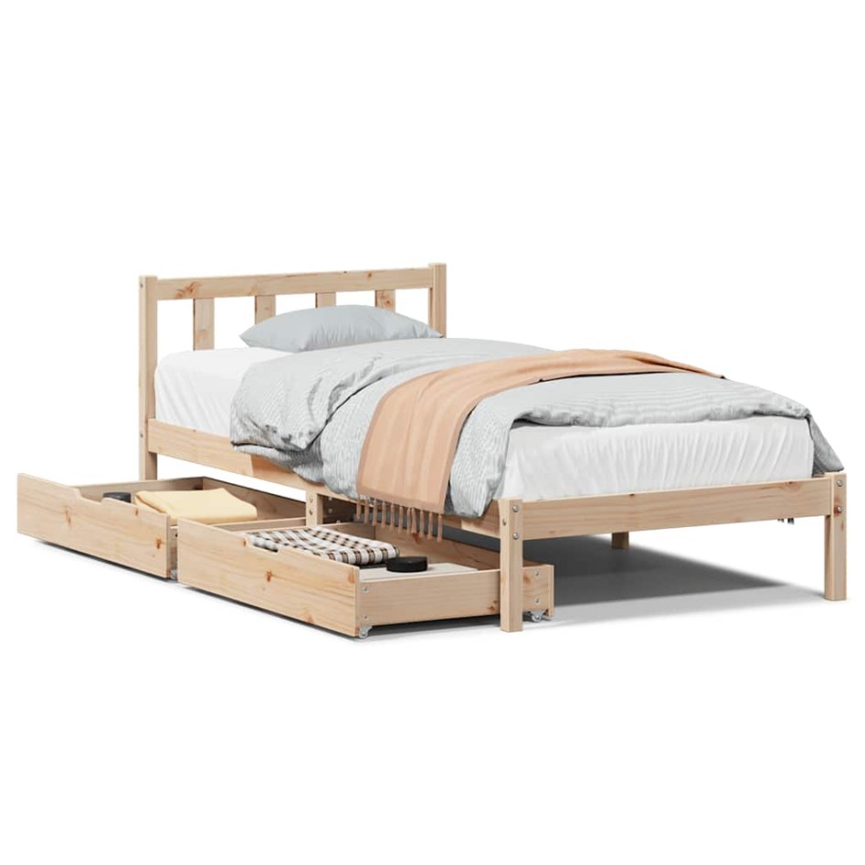 Estructura de cama sin colchón madera maciza de pino 90x190