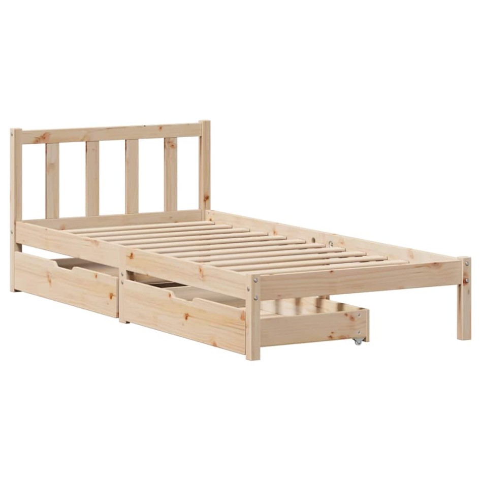 Estructura de cama sin colchón madera maciza de pino 90x190