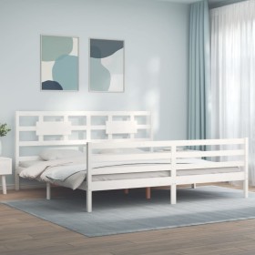 Estructura cama de matrimonio con cabecero madera maciza
