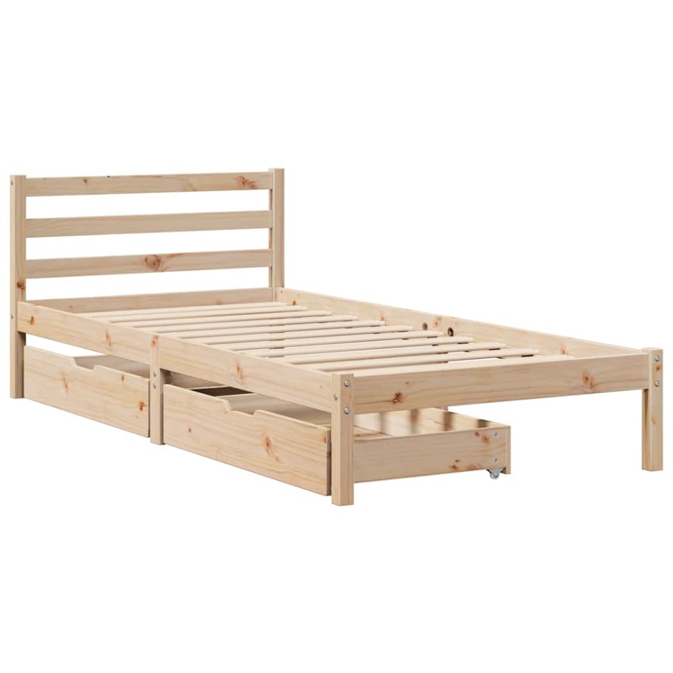 Estructura de cama sin colchón madera maciza de pino 90x190