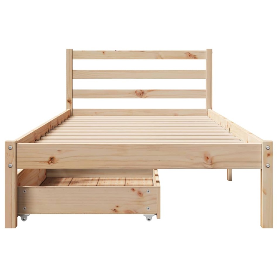 Estructura de cama sin colchón madera maciza de pino 90x190