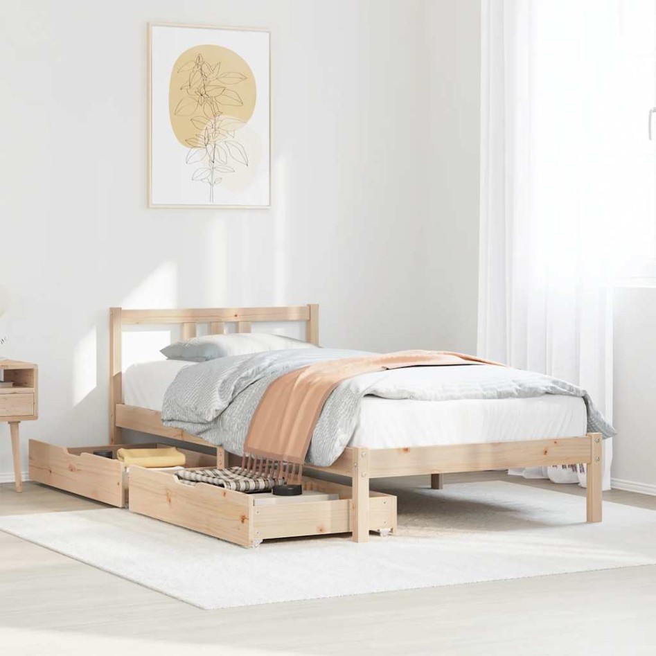 Estructura de cama sin colchón madera maciza de pino 90x190