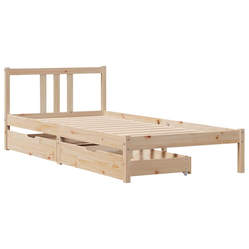 Estructura de cama sin colchón madera maciza de pino 90x190