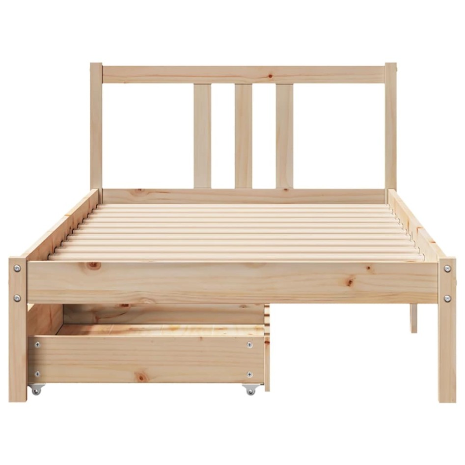 Estructura de cama sin colchón madera maciza de pino 90x190