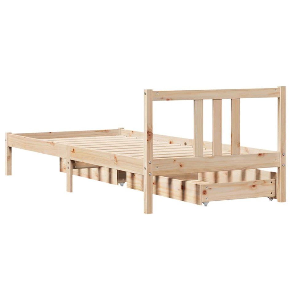 Estructura de cama sin colchón madera maciza de pino 90x190