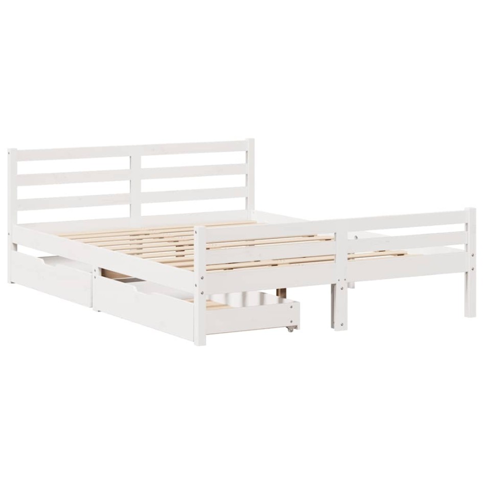 Estructura de cama sin colchón madera de pino blanco 135x190