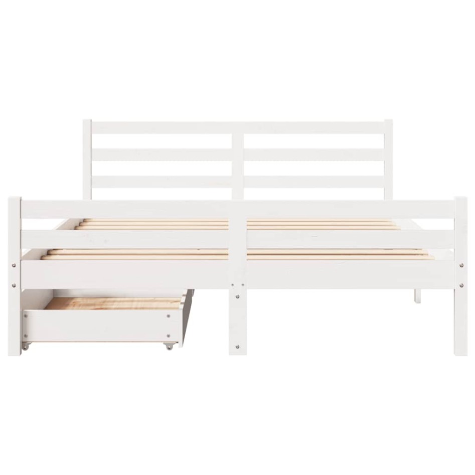 Estructura de cama sin colchón madera de pino blanco 135x190
