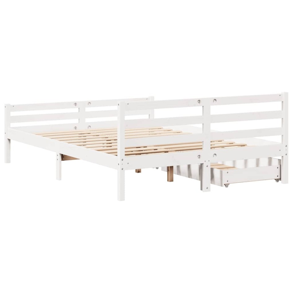 Estructura de cama sin colchón madera de pino blanco 135x190