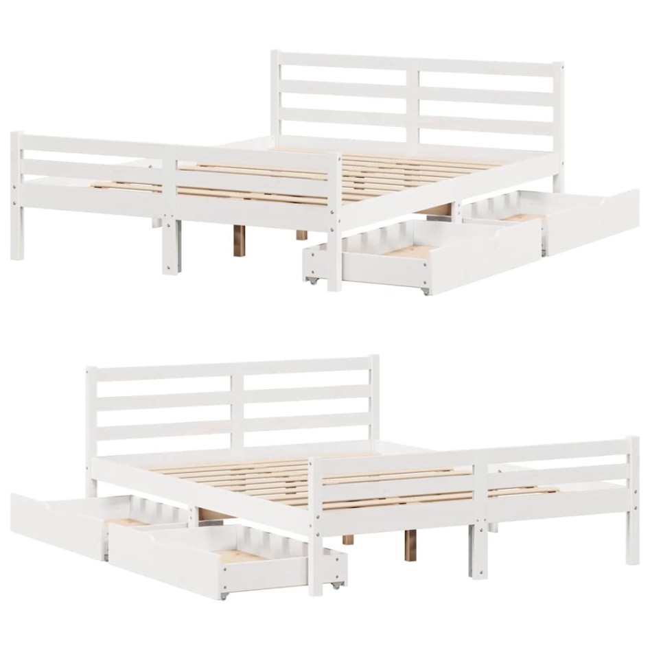 Estructura de cama sin colchón madera de pino blanco 135x190
